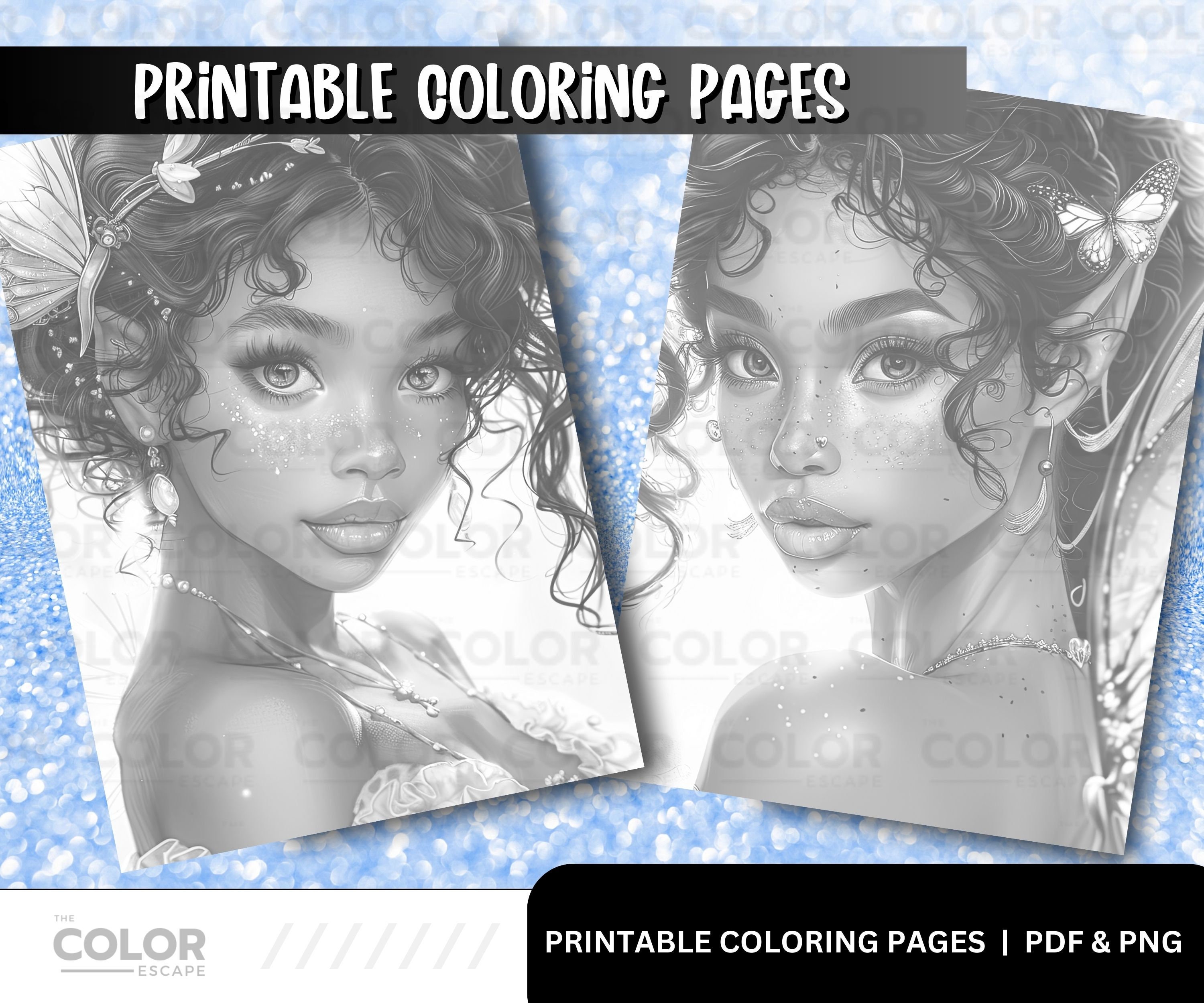 Black Fairy Girls Coloring Pages Black Girl Magic Fairies Portrait ...