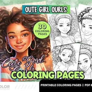 Black Girl Curls Coloring Pages | African-American Girl | Curly Afro Natural Hair Printable Illustrations Coloring Pages for Kids Download