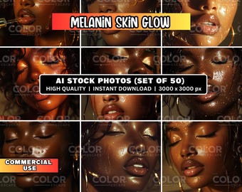 50 Black Women Glowing Skin Art Stock Photos, Commercial Use, African American Radiant Natural Glow  Professional Beauty Photography, Model