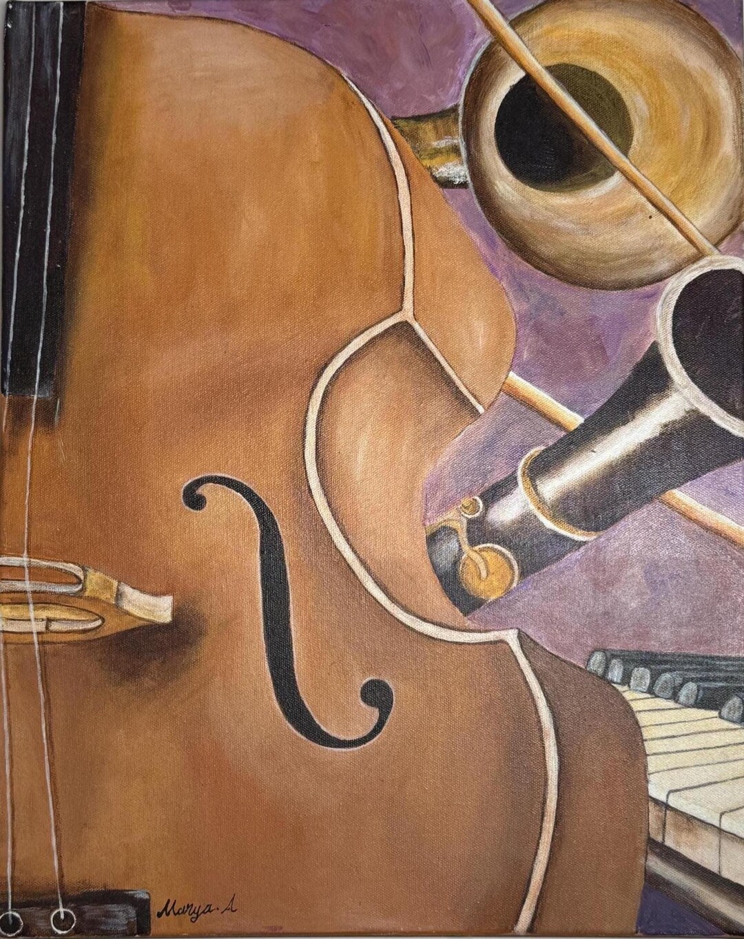 Musical Instrument Wall Art – Original Acrylic Painting With Cello ...