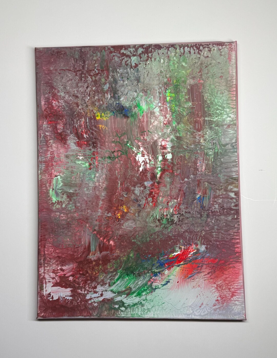 Abstract Acrylic Painting in Red & Green – Texture Art on Canvas ...