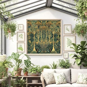Affiche mate boho botanique Art nouveau forêt, décoration d'intérieur nature lunatique, conception de forêt magique, art de jardin secret, cadeau de Saint-Valentin