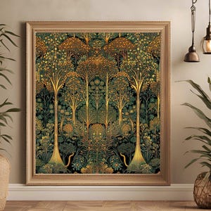 Boho Wald matt Poster, Zauberwald, Geschenk zum Muttertag, Castlecore Design, Style, Mittelalterlicher Jugendstil Bilder, Neuer Cottage Kern