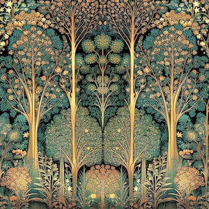 8 Boho Forest Whimsical Digital Patterns,  Great Gatsby Wallpaper,  New Cottage Core, Fairy Tale Design, Vintage Maximalist Home Decor!