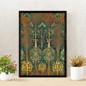 Wunderliches Magic Forest Matte Vertikales Poster, Maximalistische Vintage Kunst, Galeriewand, Castlecore Mittelalter Kunstliebhaber! Geschenk zum Abschluss!