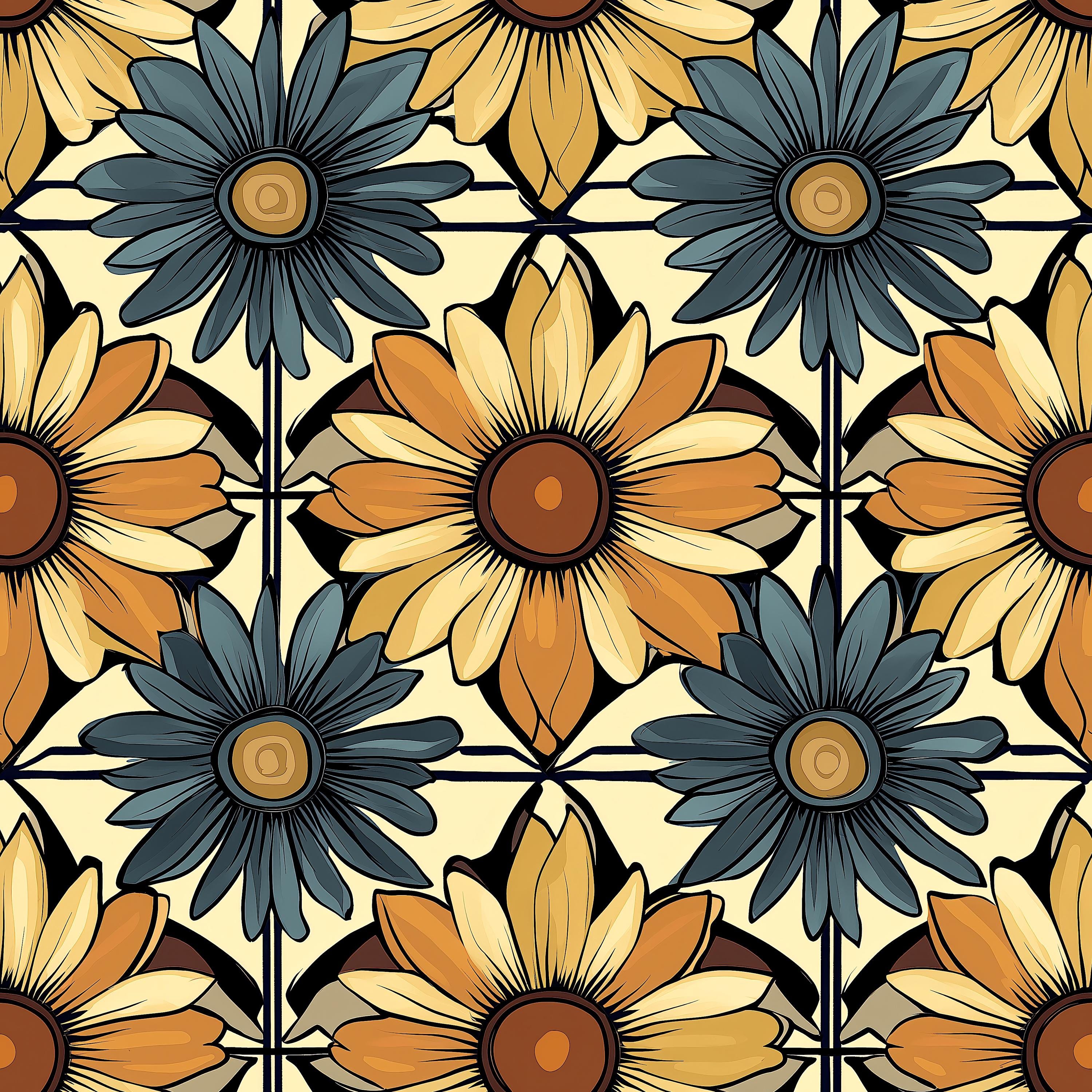 20 Groovy Earth Tone Daisy Digital Patterns, Flower Designs, Retro ...