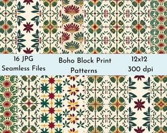 16 Boho Block Print Patterns, New Boho Home Decor, Cozy Chic, Boho Wallpaper, Retro Wallpaper, Retro Vintage, Retro Home Decor! Americana