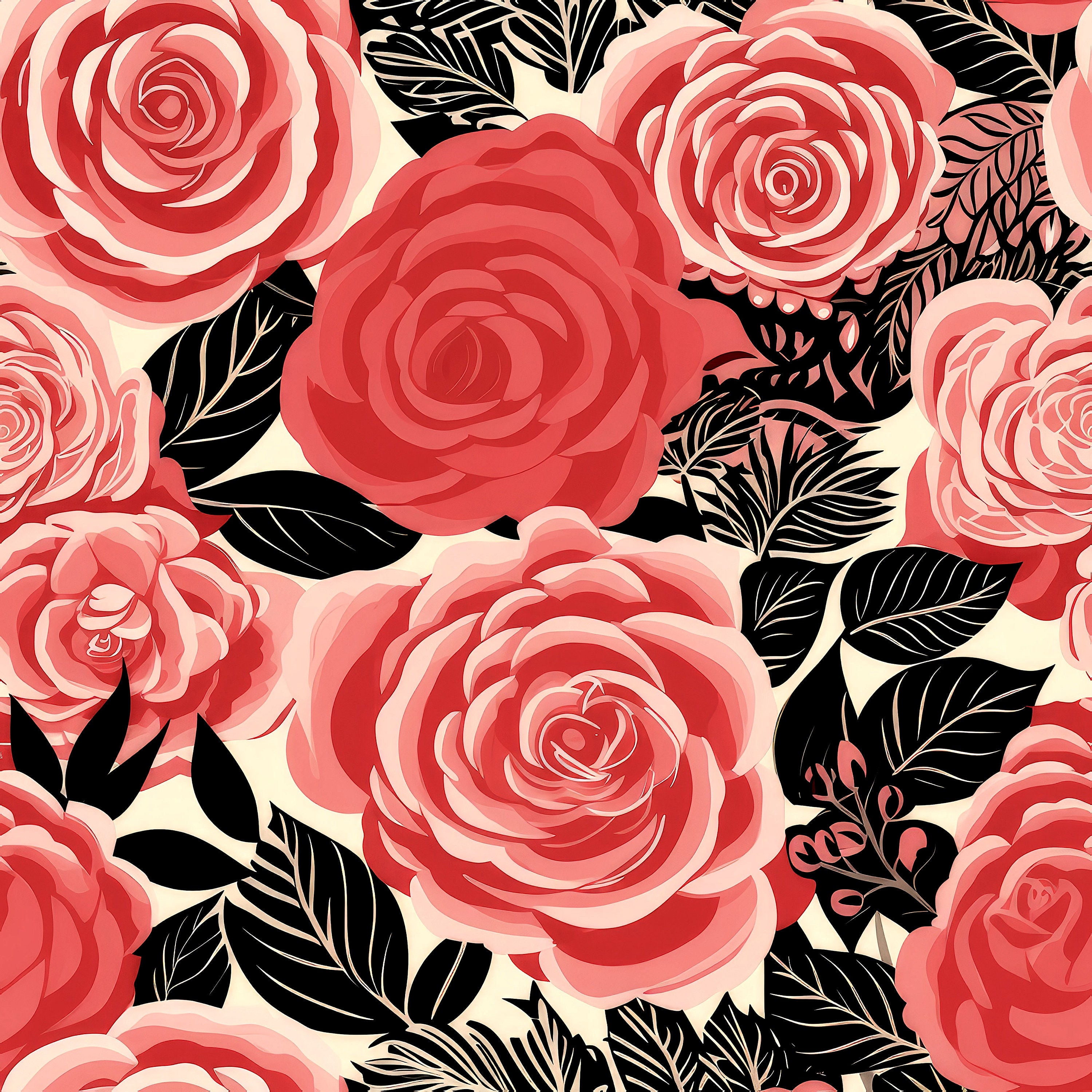 20 Boho Vintage Roses, Rose Block Print Pattern, Hippie House, Flower ...