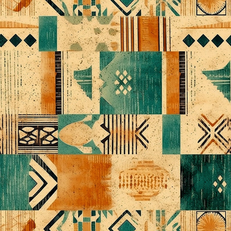 10 Distressed Block Print Patterns, New Boho Designs, Farmhouse Chic ...