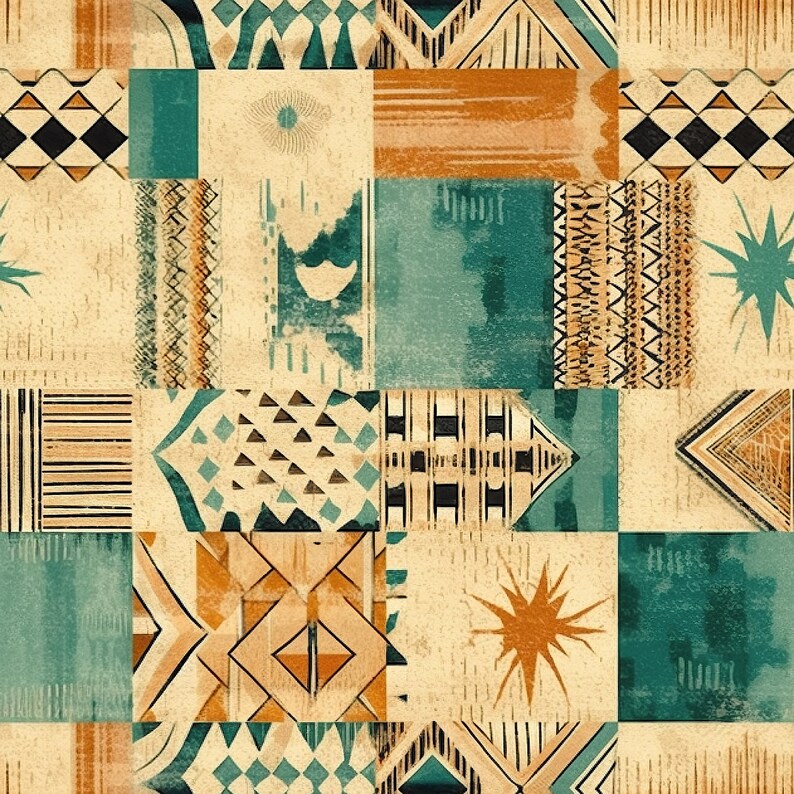 10 Distressed Block Print Patterns, New Boho Designs, Farmhouse Chic ...