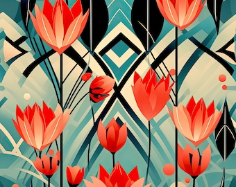 14 Tropical Great Gatsby Digital Downloads, Tropical Designs, Art Deco Designs, Spring Flower Designs, DIY Home Decor, Spring Home Makeover