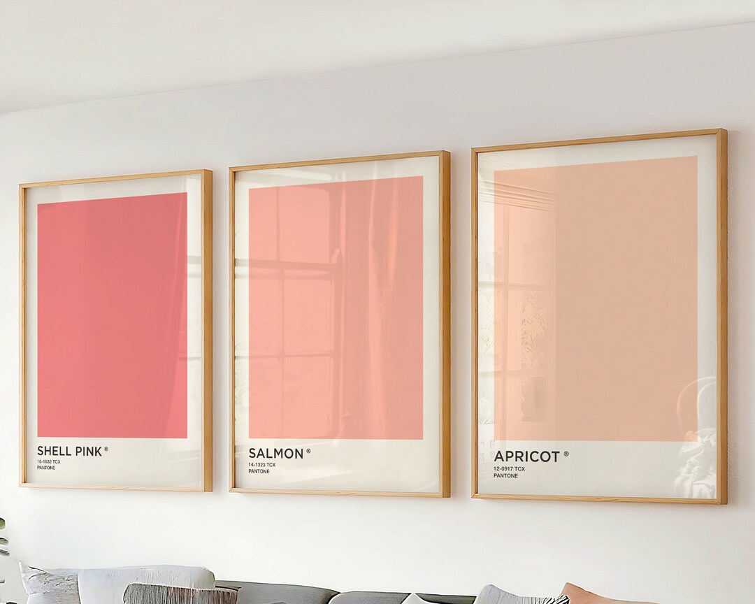 Pink Colors Minimalist Wall Art Set - Set of 3 Abstract Posters for ...