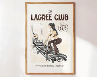 Lagree Club, Lagree Poster, Pilates Wall Art, Pilates Studio Decor, Gift for Lagree Lover, Hot Girly Print, Fitness Wall Decor