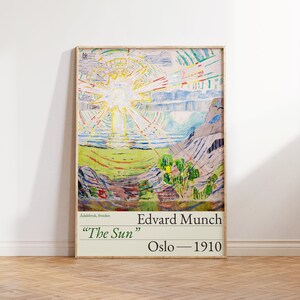 Impresión de Edvard Munch - Cuadro El sol - Arte mural de paisaje moderno para sala de estar, oficina y decoración del hogar - Regalos de arte natural