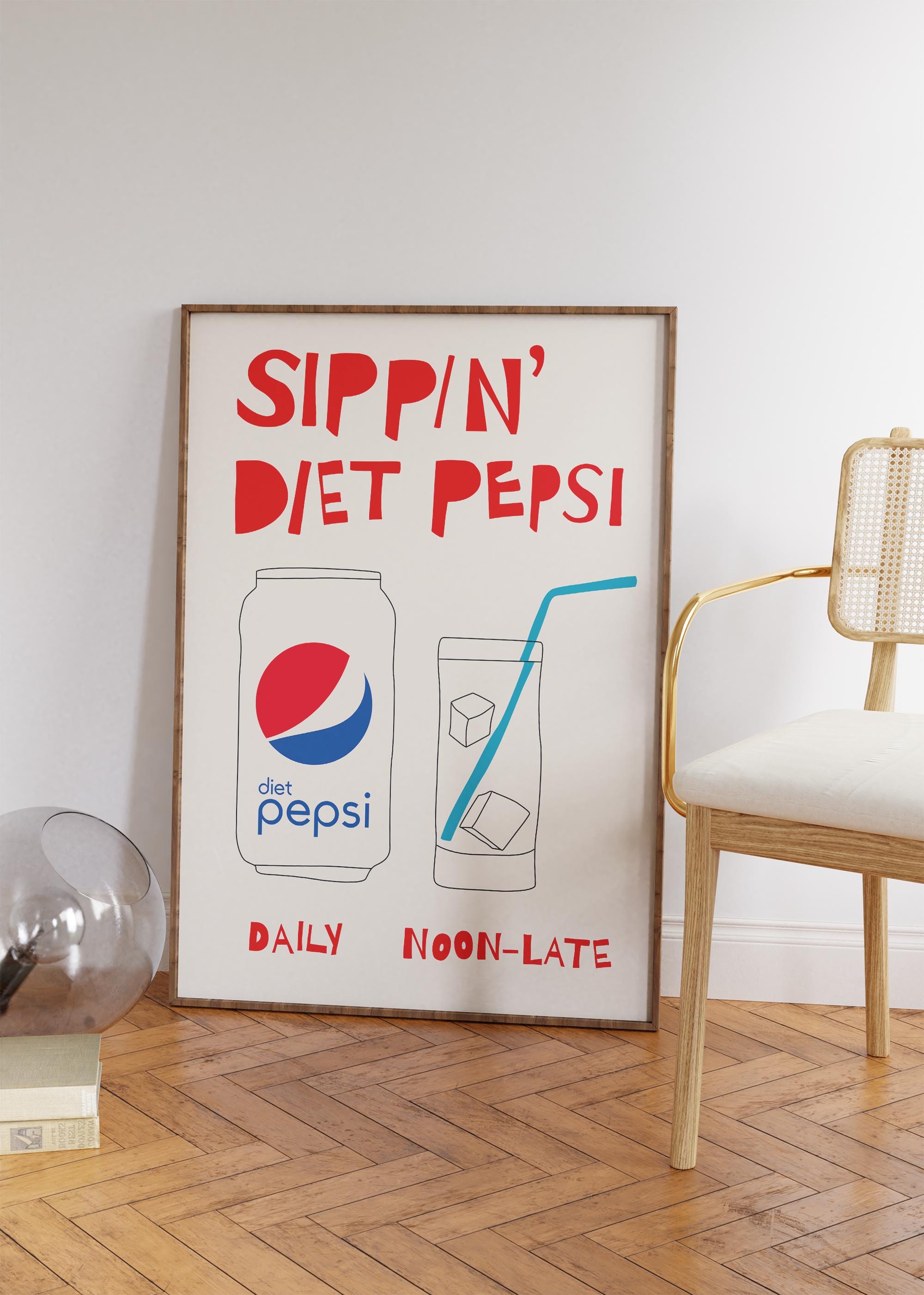 Sippin Diet Pepsi Print - Funny Pepsi Wall Art - Trendy Kitchen