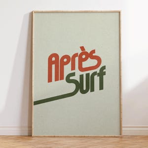 Sztuka ścienna Retro Après Surf - plakat Vintage Surf - typografia Mid Century Modern - wystrój domu na plaży - modny wydruk do mieszkania