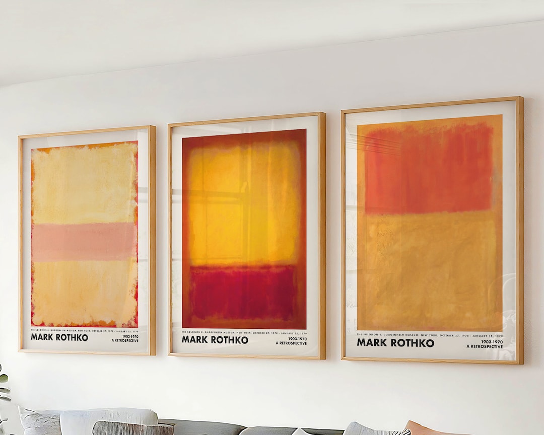 Set of 3 Wall Art Mark Rothko Prints - Yellow Orange Large Abstract ...