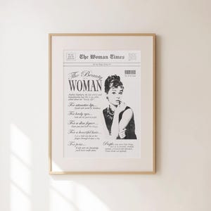 女性の美しさ - オードリー・ヘプバーンの名言 - フェミニストのレトロな壁アート - ガーリーでプレッピーな装飾 - アパートメントのプリント - 彼女への心のこもった贈り物