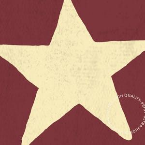 Pu&ograve; includere: Una grande stella gialla su uno sfondo bordeaux. La stella &egrave; una forma semplice a cinque punte con una superficie leggermente ruvida.