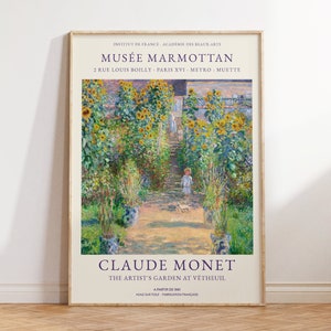 Claude Monet Print - Sunflowers Garden Poster - Large Vintage Landscape Wall Art - Flowers Painting for Living Room and Office Wall Gifts