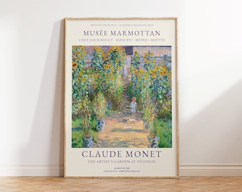 Claude Monet Print - Sunflowers Garden Poster - Large Vintage Landscape Wall Art - Flowers Painting for Living Room and Office Wall Gifts