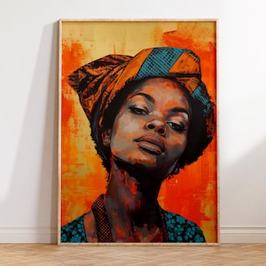 Black Girl Print - African American Black Art - Modern Woman Wall Art - Bright Painting for Living Room Office Wall Decor - Colorful Gift