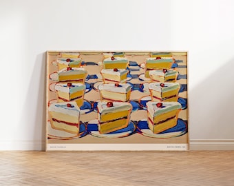 Wayne Thiebaud Print - Vintage Boston Cremes Cake Painting - Kitchen Wall Art and Prints - Modern Food Canvas Art - Perfect for Home Gifts