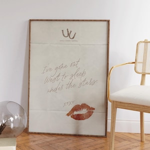 Arte de pared romántico de vaqueros - Impresión de letras de motel - Decoración retro del oeste - Estética del salvaje oeste - Regalo de apartamento de moda - Impresiones para el hogar preppy