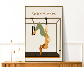 Pilates es mi terapia - Arte de Pilates - Arte mural de Pilates - Decoración de estudio de Pilates - Entrenador de Pilates - Arte fitness femenino - Regalo de princesa de Pilates
