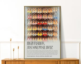 Vintage Heels Print - Retro High Heels Wall Art - Chic Preppy Fashion Decor - Girly Gift Poster for Apartment or Bedroom Decor - Y2K Decor