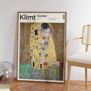 Gustav Klimt Druck - Der Kuss Klimts - Gold Wand Kunst für Wohnzimmer - Jugendstil Maximalist Dekor - Perfekt für Zuhause und Geburtstagsgeschenke