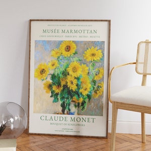 Claude Monet Print - Sunflowers Painting - Large Vintage Wall Decor - Yellow Flower Wall Art for Living Room and Office Wall - Home Gifts