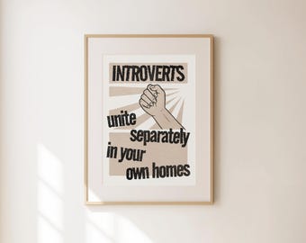 Funny Introvert Wall Art - Funny Homebody Poster - Cozy Apartment Decor - Anxiety Humor Print - Anti Social Gift - Preppy Dorm Room