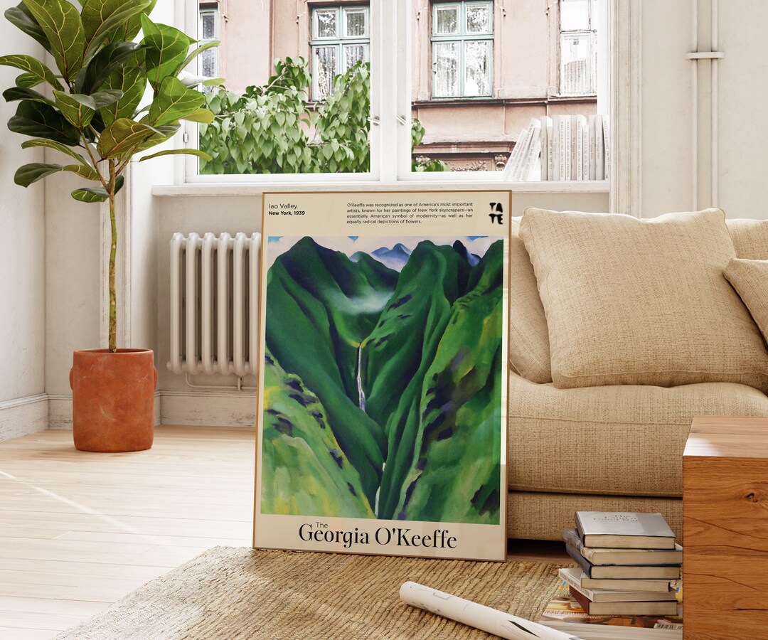 O'keeffe Print Iao Valley Mountain Print Green Abstract Wall