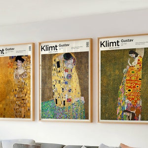 Set of 3 Wall Art - Gustav Klimt Gallery Wall Set - Gold Wall Art for Living Room - Nouveau Maximalist Decor - Perfect for Home Gifts