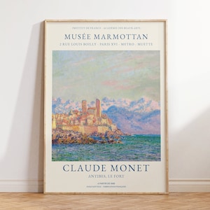 Claude Monet Druck - Antibes Le Fort Poster - Große Vintage Landschaft Wandkunst - Blaue Meer Malerei für Wohnzimmer und Büro Wand Geschenke