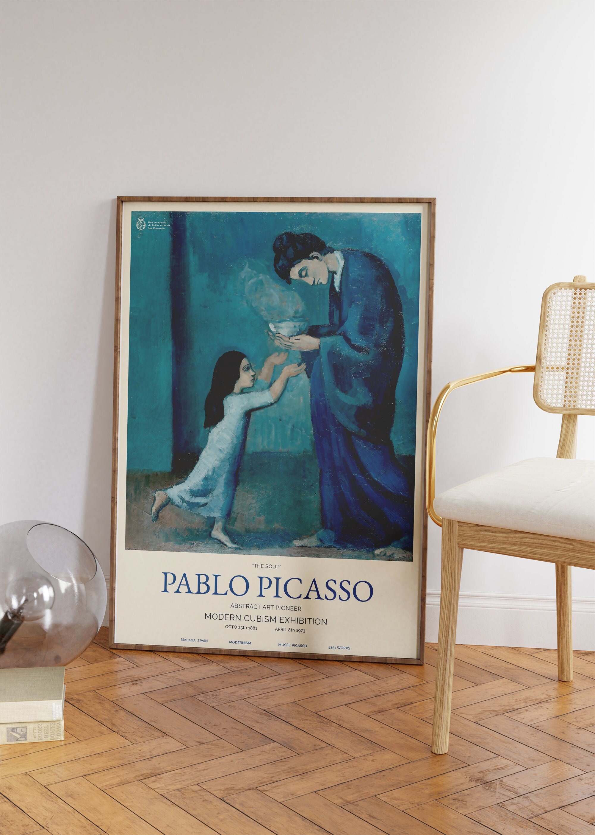 Pablo Picasso Print - Woman the Soup Wall Art - Modern Blue