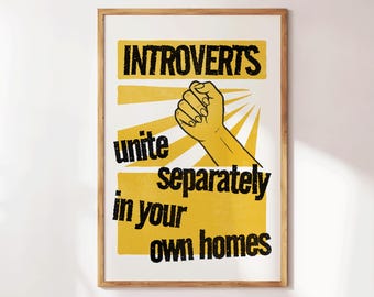 Funny Introvert Wall Art - Funny Homebody Poster - Dopamine Apartment Decor - Anxiety Humor Print - Anti Social Gift - Preppy Dorm Room