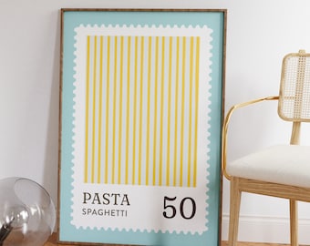 Keukenprints - Pasta Spaghettischilderij - Leuke keukenmuurkunst en prints - Moderne canvaskunst Italiaans eten - Perfect voor thuiscadeaus Decor