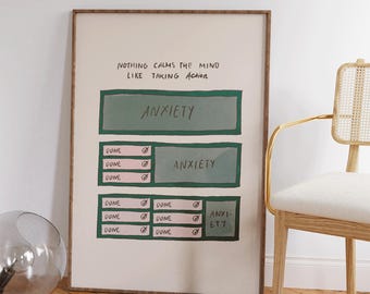 Notes to Self - Preppy Mental Health Art - Therapy Office Decor - Affirmation Wall Print - Self Care Decor - Inspiring Poster - Anxiety Art