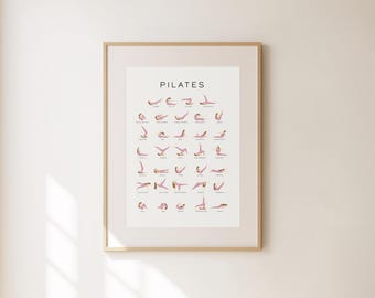 Pilates Wall Chart Print - Pilated Studio Decor - Gift for Pilates Teachers - Stylish Pilates Poster for Home or Gym Wall Art - Aesthetic