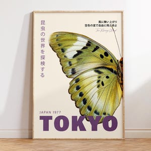 Butterfly Japanese Poster – Vintage Tokyo Exhibition Print 1977