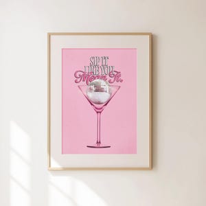 Disco Cocktail Print - Retro Kitchen Wall Art - Disco Ball Bar Cart Decor - Preppy Cocktail Wall Art - Pink Girly Gift for Kitchen Decor