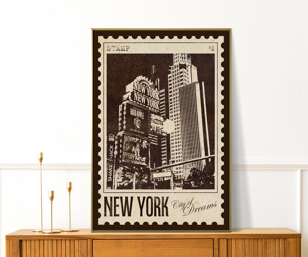 New York Wall Art - Retro Travel Poster - Vintage Travel Wall Art ...