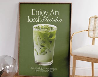 Impression matcha drôle - art mural mignon amateur de matcha - déco cuisine café tendance - poster barista - déco appartement rétro - enseigne de bar à café