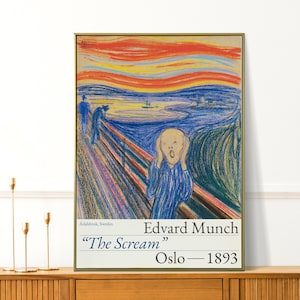 Edvard Munch Print - The Scream Painting - Modern Famous Painting for Living Room and Home Decor - Vintage Wall Art for Iconic Gifts