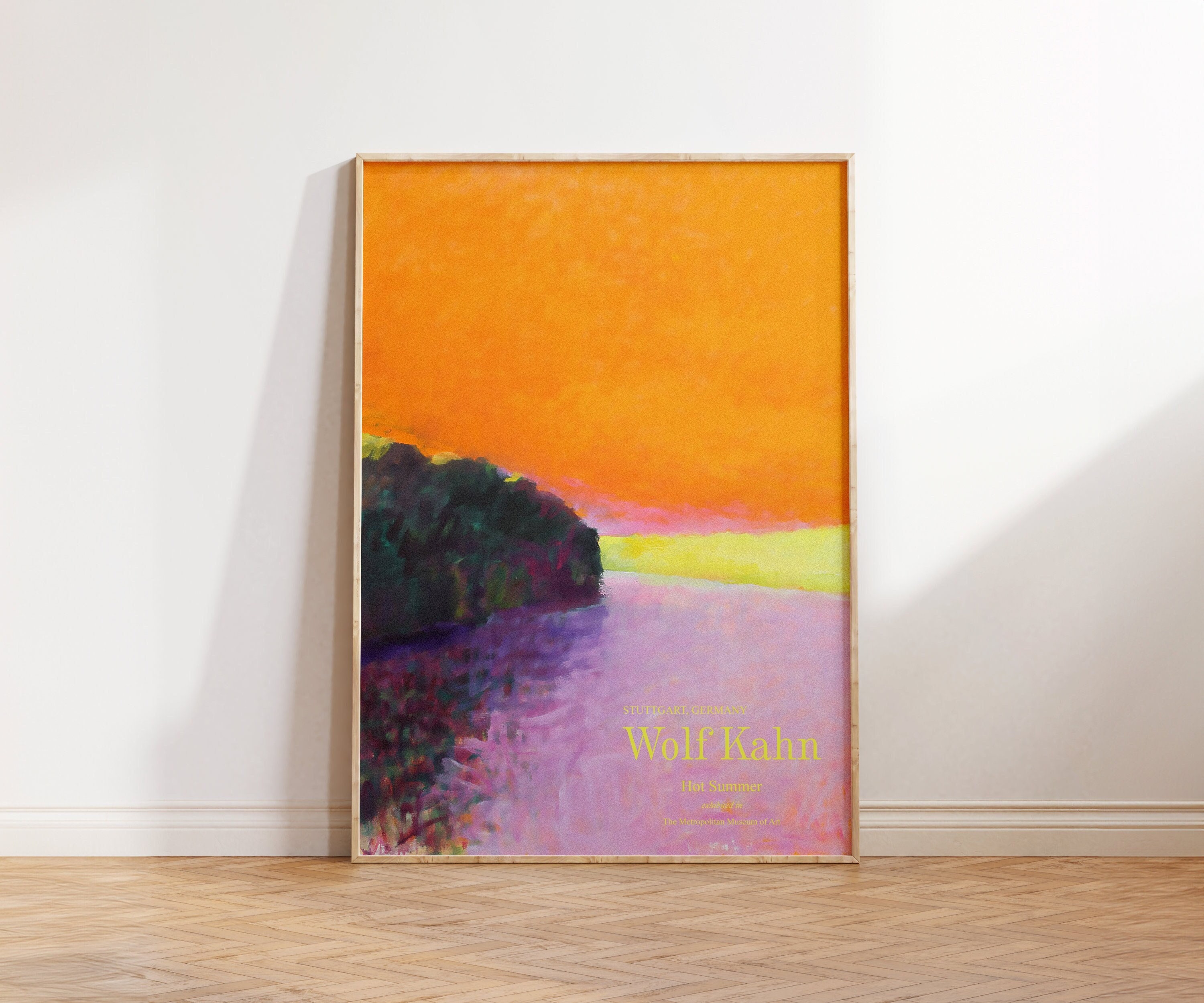 Wolf Kahn Print - Hot Summer Painting - Vintage Orange Lake