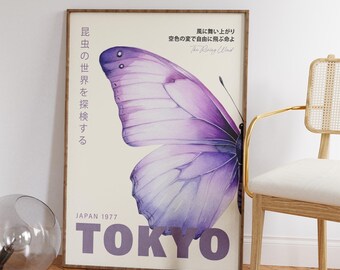 Purple Butterfly Japanese Poster – Vintage Tokyo Exhibition