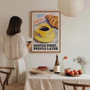 Retro Coffee Print - Cute Coffee Painting - Coffee Lover Wall Art - Trendy Cafe Decor - Barista Poster - Apartment Decor - Coffee Bar Sign