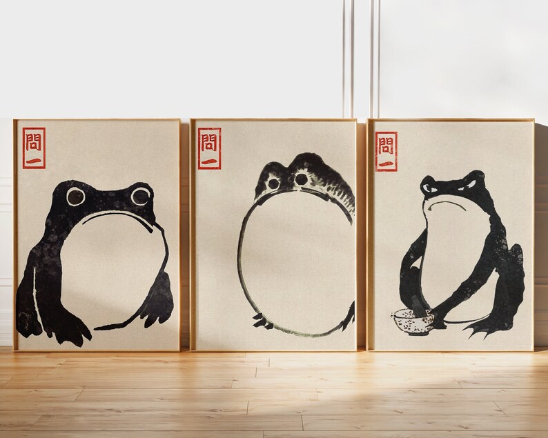 Set of 3 Wall Art Matsumoto Hoji Print, Frog Print, Japanese Art ...